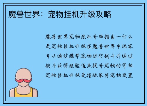 魔兽世界：宠物挂机升级攻略